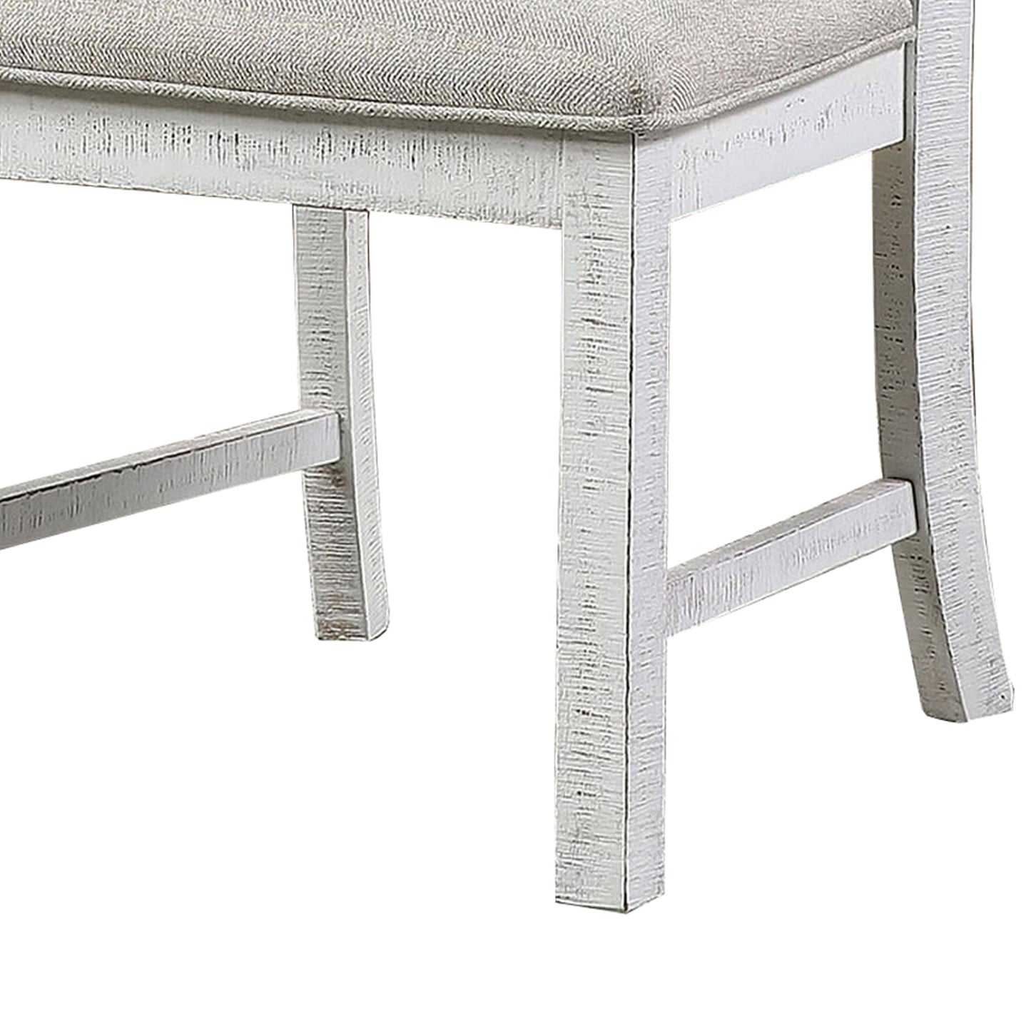 Benzara BM235502 White Open Scroll Back Wooden Side Chair With Padded Seat, Set of 2