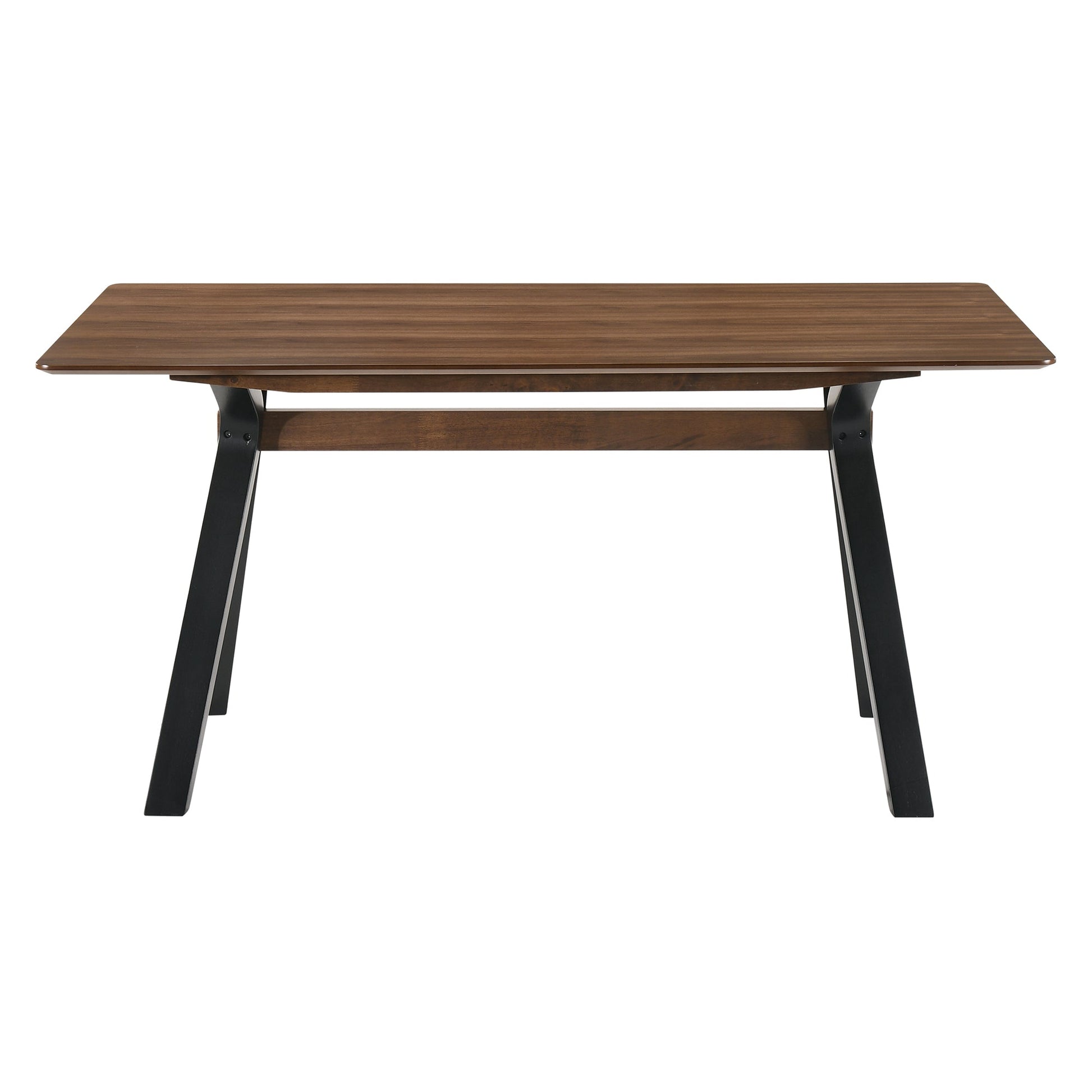 Benzara BM236390 Rectangular Wooden Top Dining Table With A Shaped Legs, Brown and Black