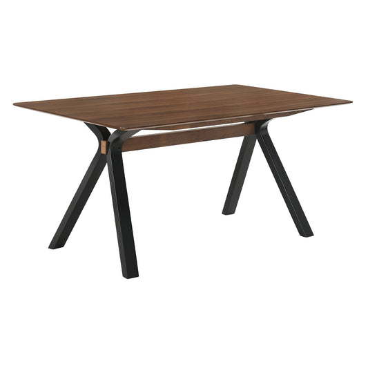 Benzara BM236390 Rectangular Wooden Top Dining Table With A Shaped Legs, Brown and Black