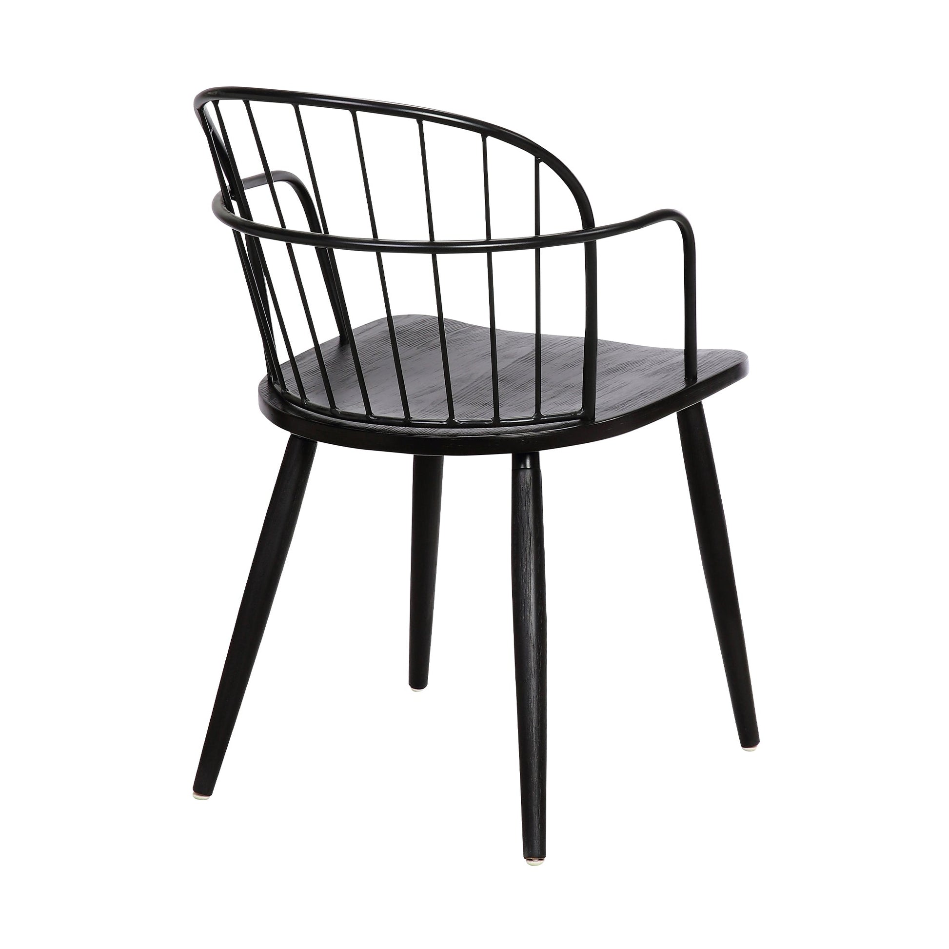 Benzara BM236434 Black Metal Frame Side Chair With Open Backrest