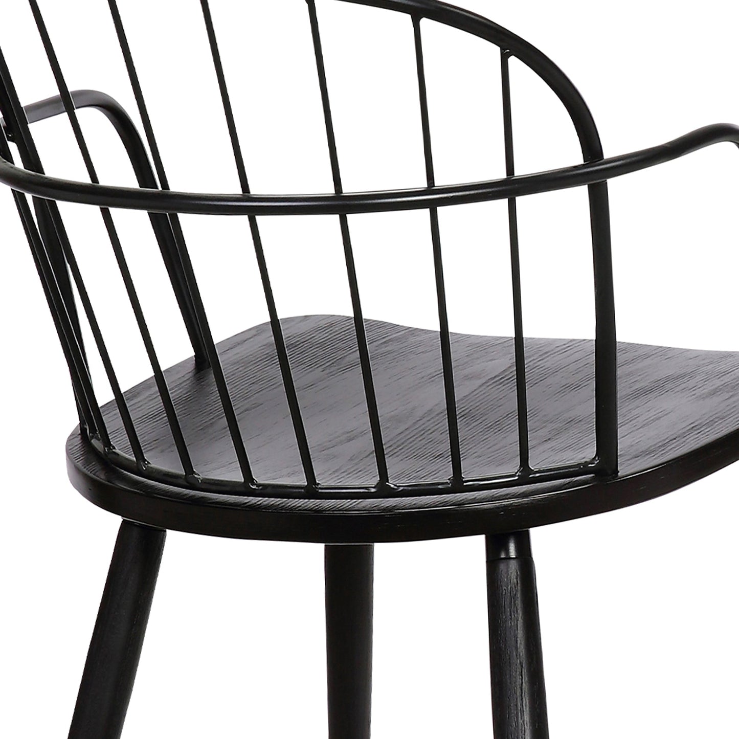 Benzara BM236434 Black Metal Frame Side Chair With Open Backrest