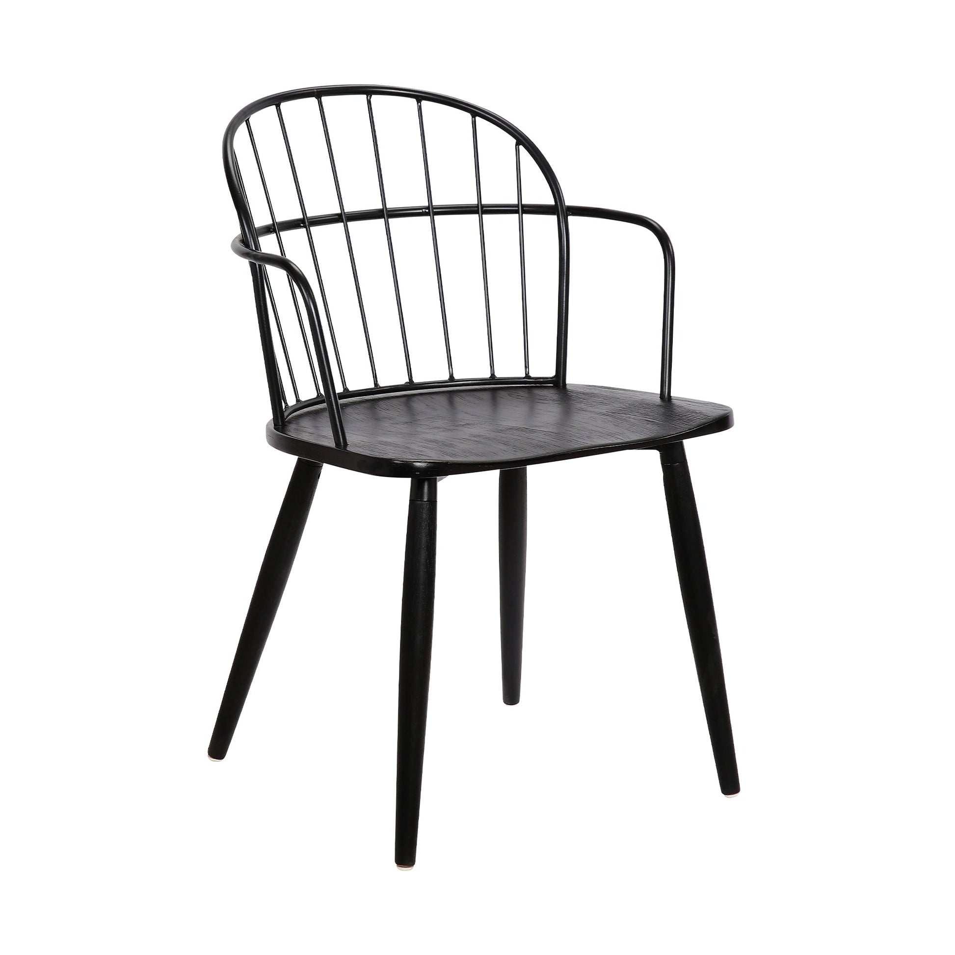 Benzara BM236434 Black Metal Frame Side Chair With Open Backrest