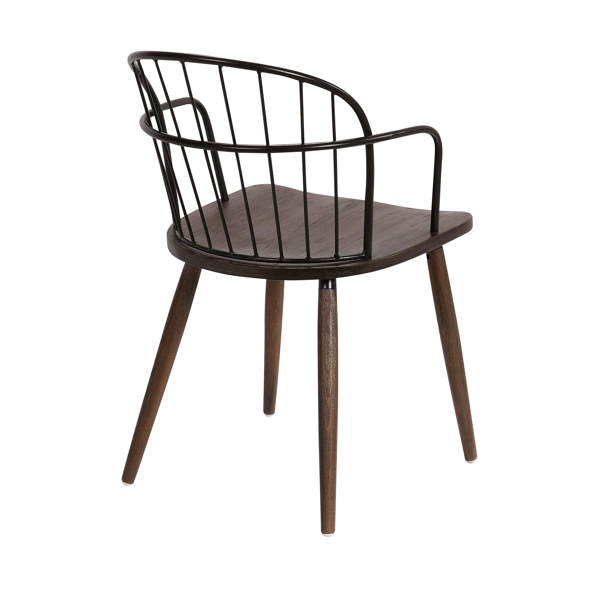 Benzara BM236435 Black and Brown Metal Frame Side Chair With Open Backrest