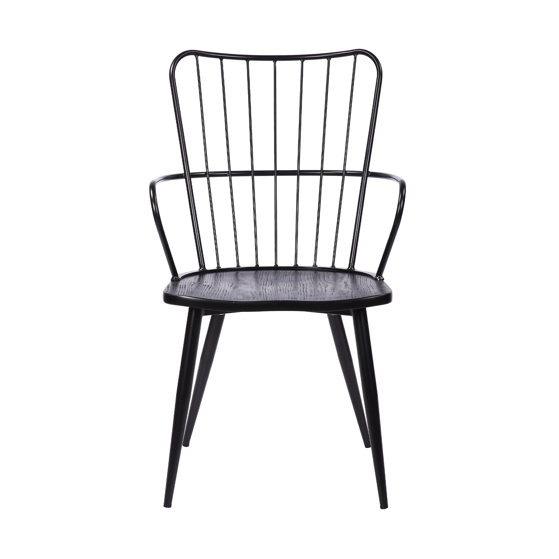 Benzara BM236438 17" Black Metal Frame Side Chair With High Backrest