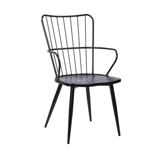 Benzara BM236438 17" Black Metal Frame Side Chair With High Backrest