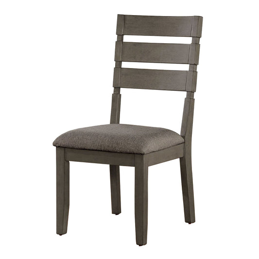 Benzara BM236565 Gray Wooden Side Chairs With Ladder Style Back, Set of 2