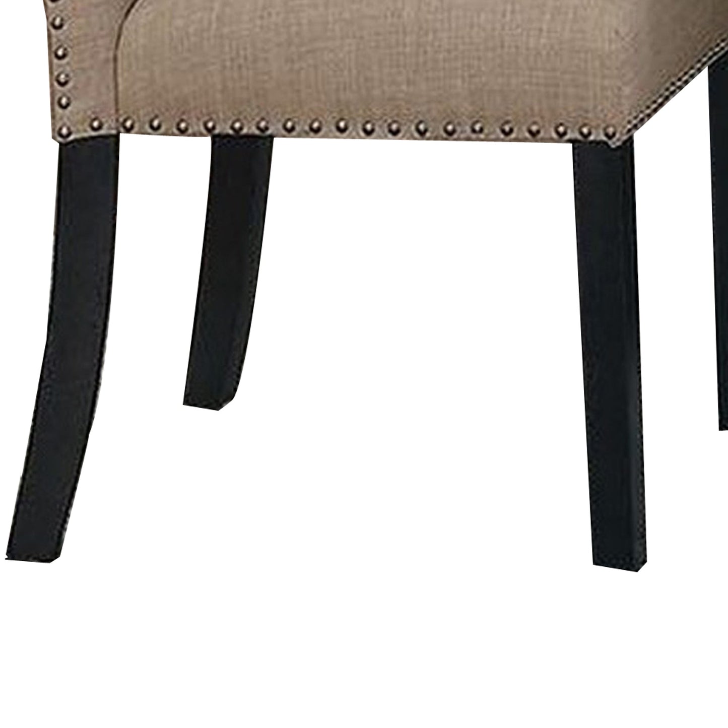 Benzara BM236573 Beige and Black Wooden Side Chairs With Nailhead Trims, Set of 2