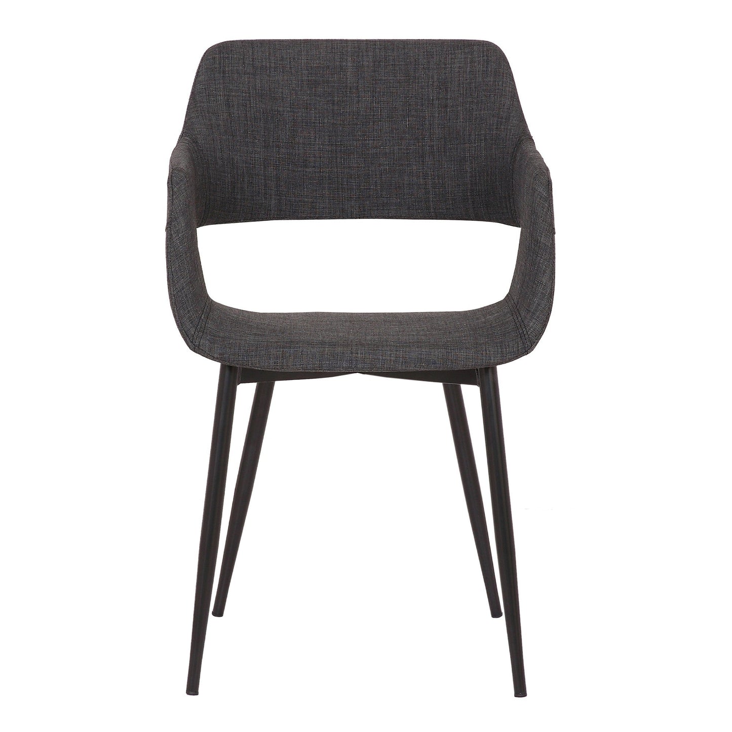 Benzara BM236742 Gray Fabric Upholstered Accent Chair With Wide Open Lower Back Design