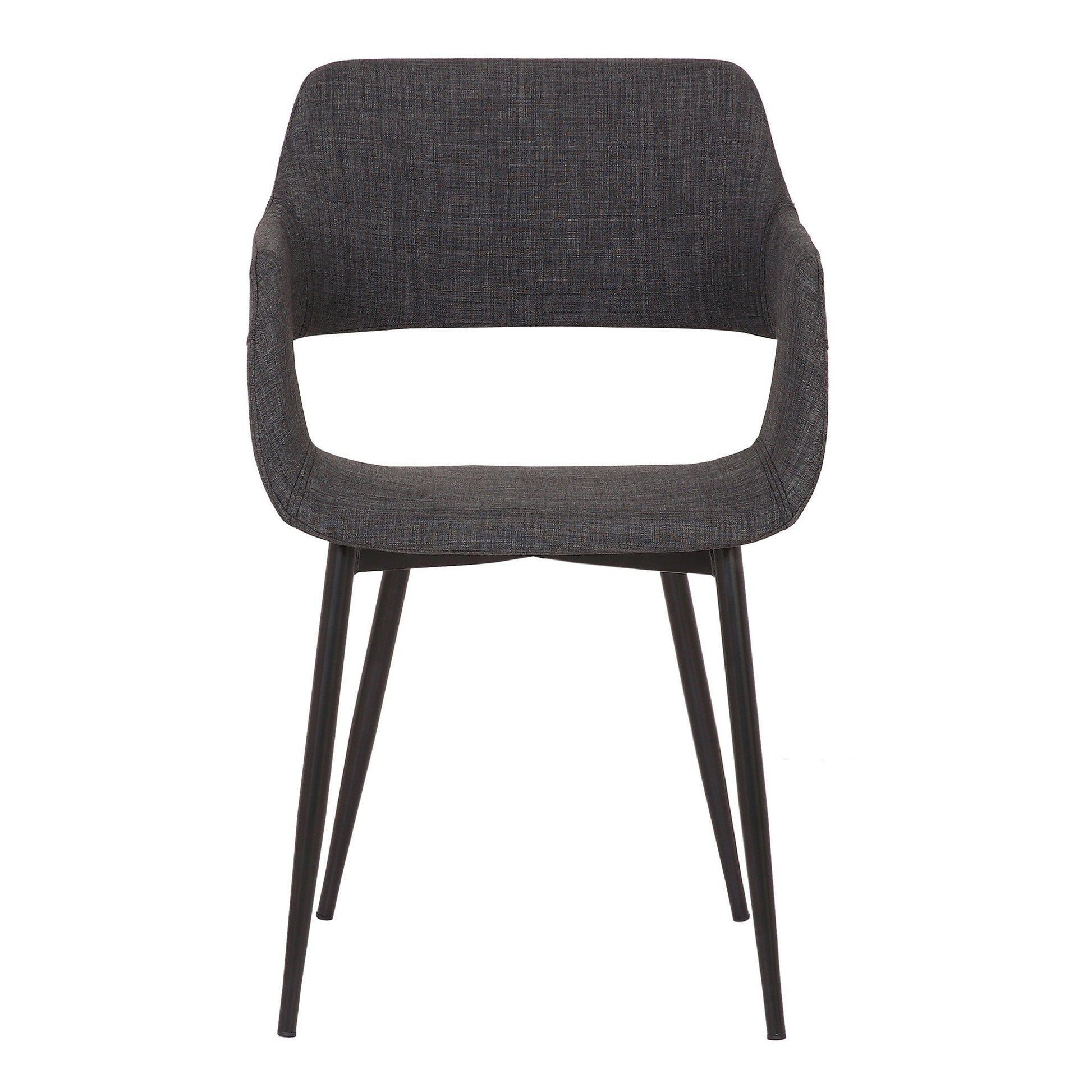 Benzara BM236742 Gray Fabric Upholstered Accent Chair With Wide Open Lower Back Design