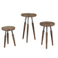 Benzara BM239697 Brown Round Tray Top 3 Piece Nesting Table With Wooden Peg Legs