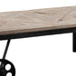 Benzara BM239701 Brown Reclaimed Wood Top Table Cart With Metal Wheels