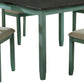 Benzara BM239814 5 Piece Dining Table Set With Padded Seat and X Back, Green