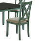 Benzara BM239814 5 Piece Dining Table Set With Padded Seat and X Back, Green