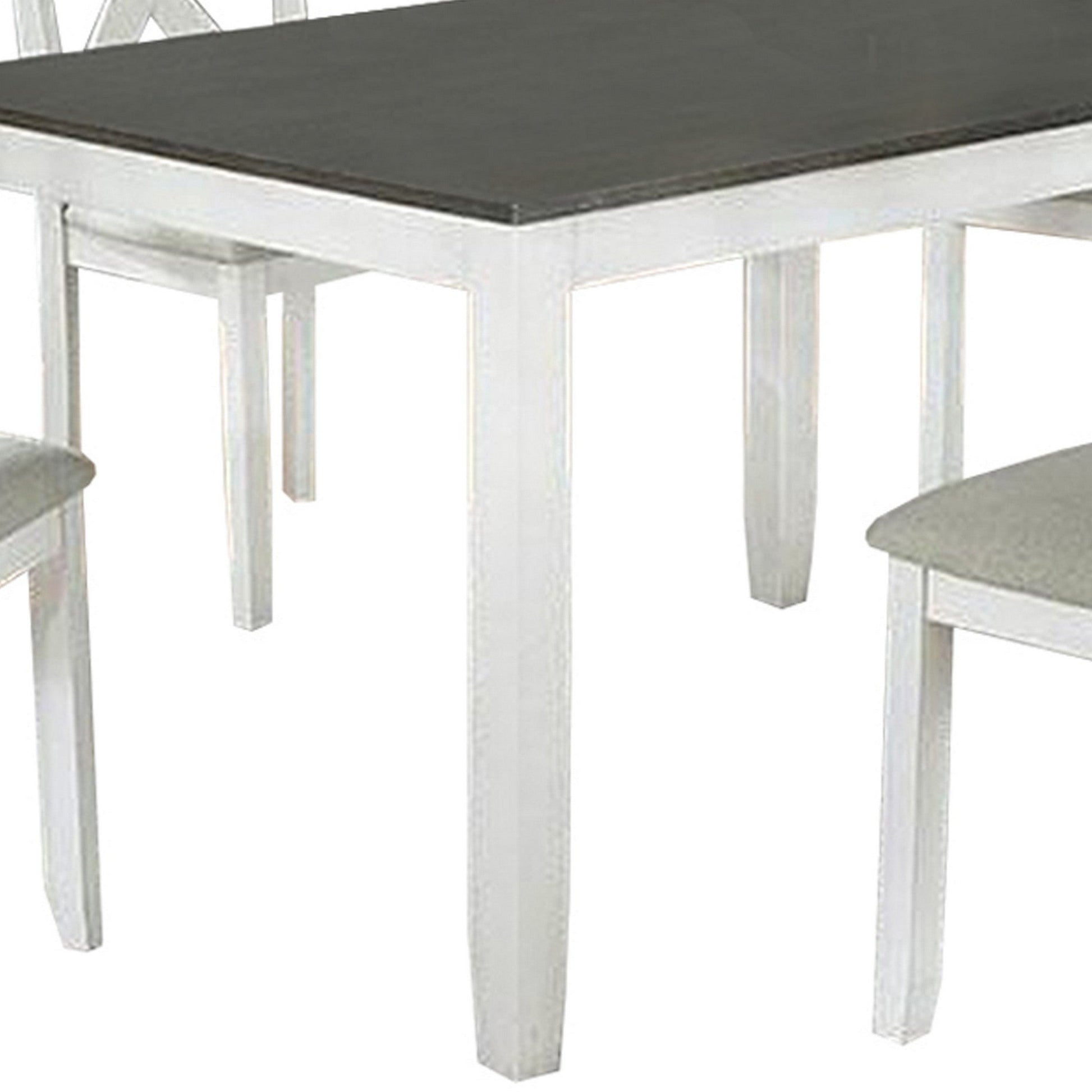 Benzara BM239816 5 Piece Dining Table Set With Padded Seat and X Back, White