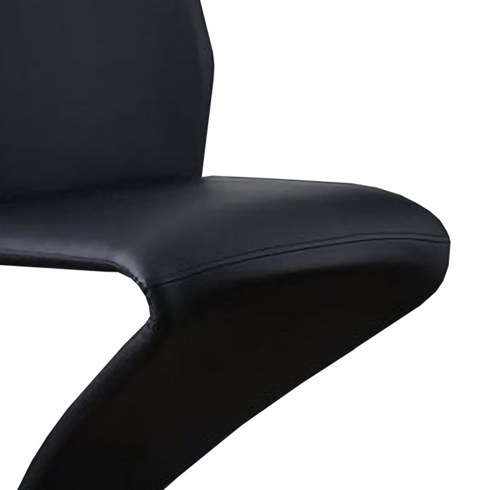 Benzara BM239818 Black Z Style Side Chair With Leatherette Seating, Set of 2