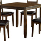 Benzara BM239827 5 Piece Dining Table Set With Leatherette Seating, Brown