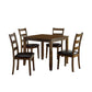 Benzara BM239827 5 Piece Dining Table Set With Leatherette Seating, Brown