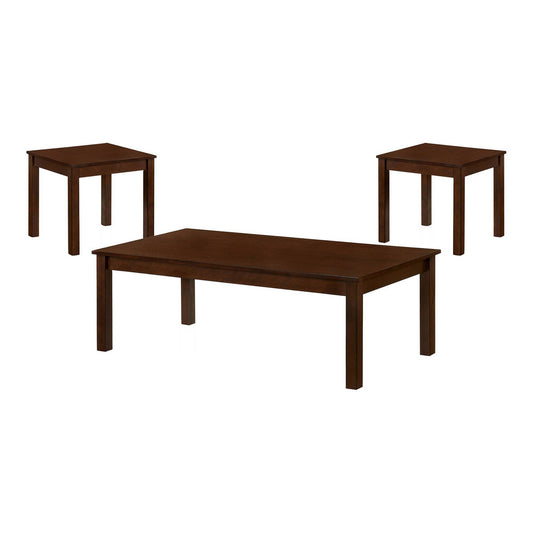 Benzara BM239830 3-Piece Brown Wooden Coffee Table Set With Straight Legs