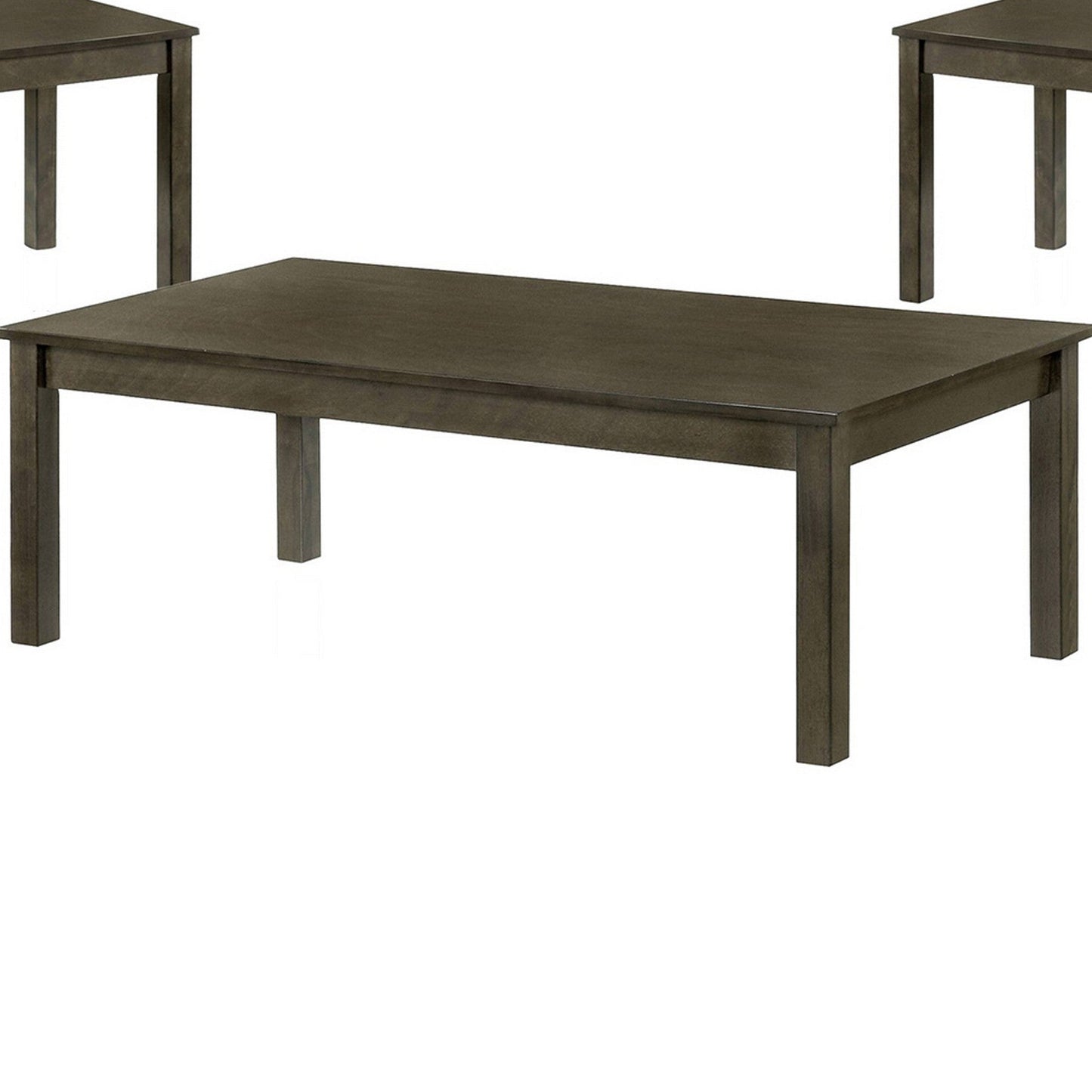 Benzara BM239831 3-Piece Gray Wooden Coffee Table Set With Straight Legs