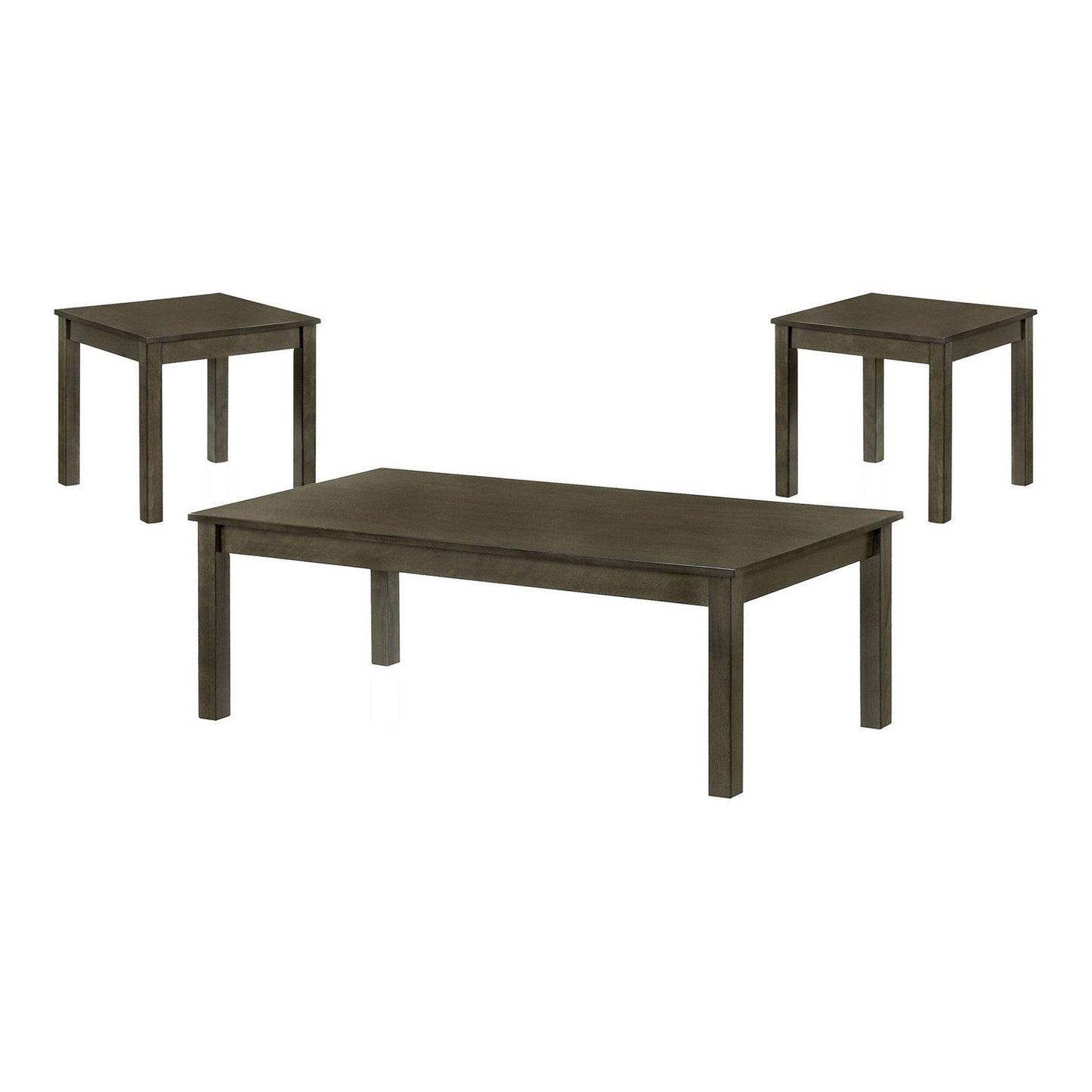 Benzara BM239831 3-Piece Gray Wooden Coffee Table Set With Straight Legs