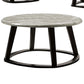 Benzara BM239839 3-Piece Gray and Black Coffee Table Set With Faux Marble Top