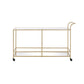 Benzara BM252696 Serving Cart With 2 Tier Design and Metal Frame, Gold