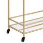 Benzara BM252696 Serving Cart With 2 Tier Design and Metal Frame, Gold