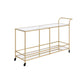 Benzara BM252696 Serving Cart With 2 Tier Design and Metal Frame, Gold