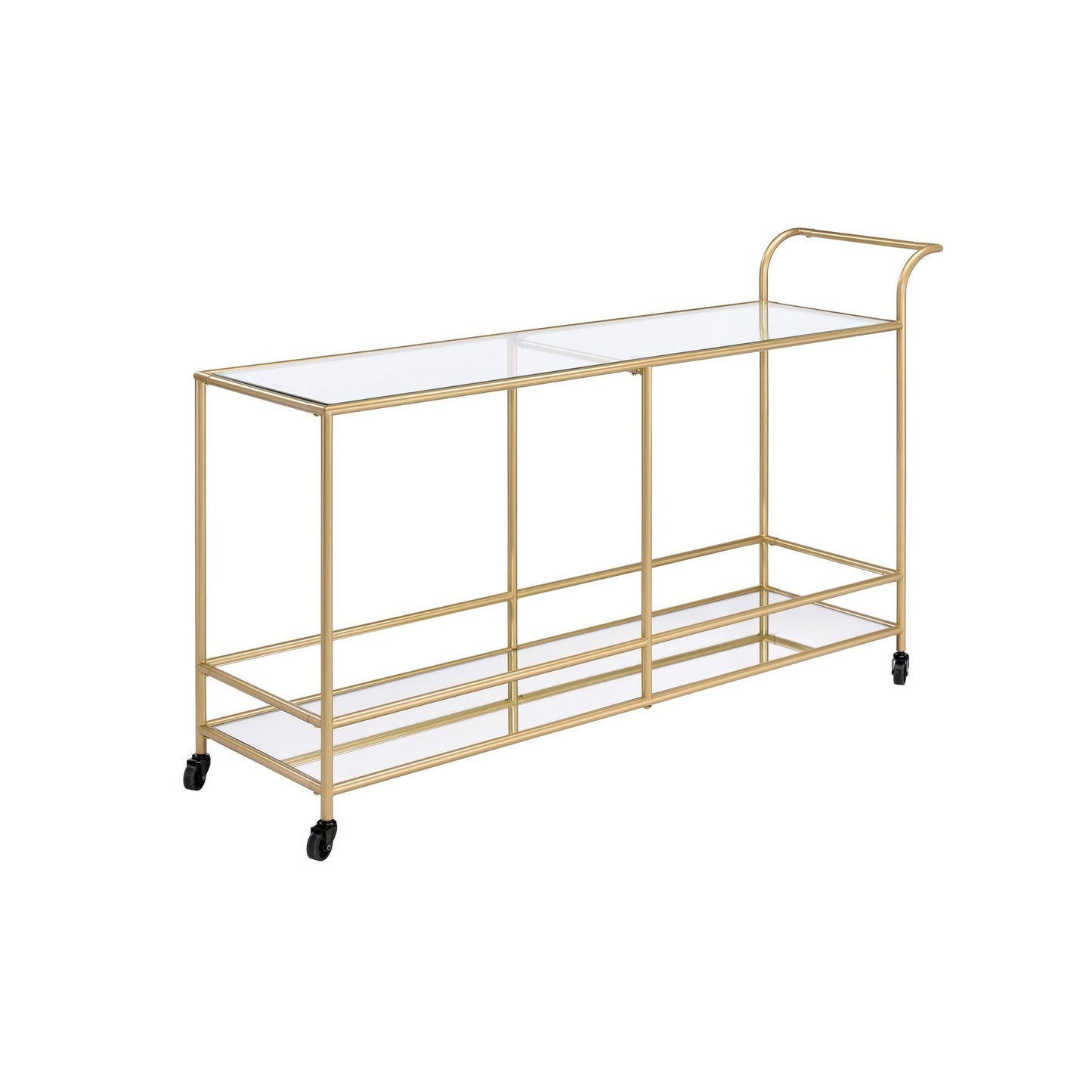 Benzara BM252696 Serving Cart With 2 Tier Design and Metal Frame, Gold