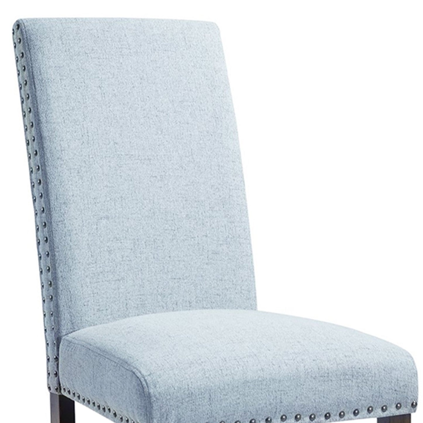 Benzara BM261457 Blue Side Chair With Fabric Seat and Nailhead Trim, Set of 2