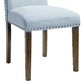 Benzara BM261457 Blue Side Chair With Fabric Seat and Nailhead Trim, Set of 2