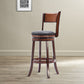 Benzara BM274338 Pal 29" Brown Swivel Bar Stool, Solid Wood, Rich Bonded Leather Seat