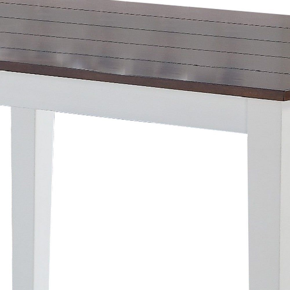 Benzara BM275089 48" White Wood Dining Table With Walnut Brown Plank Top, 4 Seater