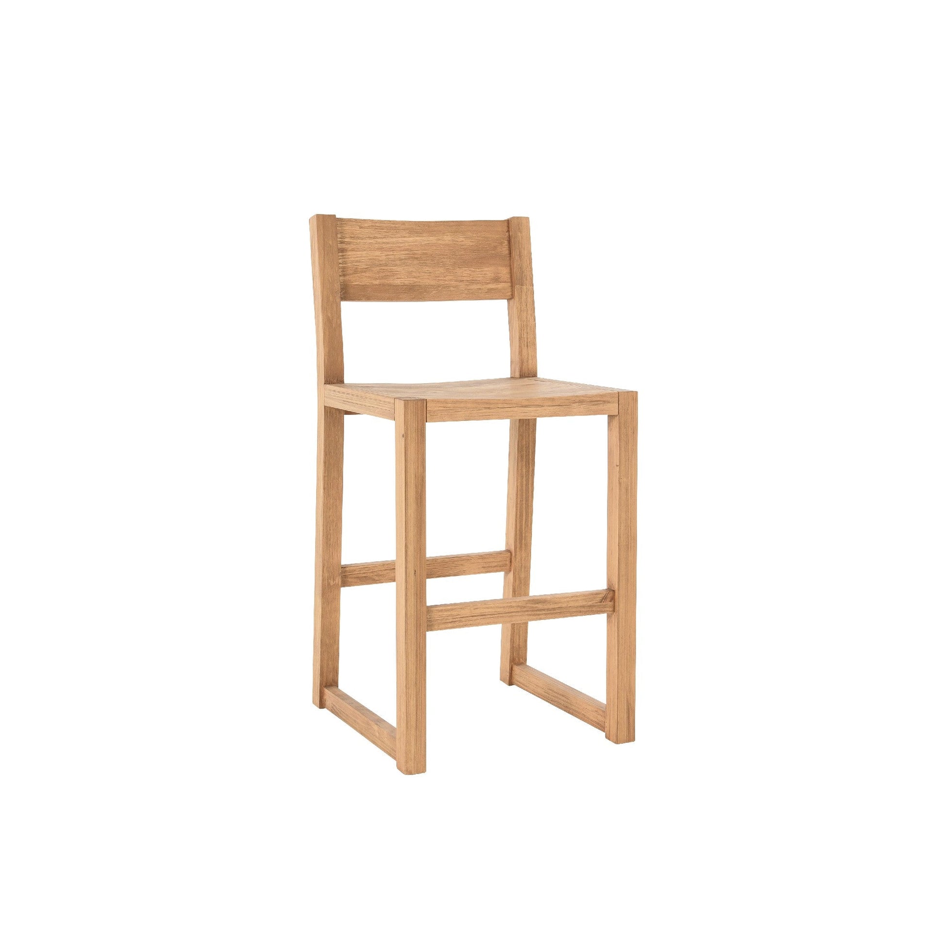 Benzara BM276979 Jax 24" Natural Brown Rustic Pine Wood Counter Stool With Open Panel Back