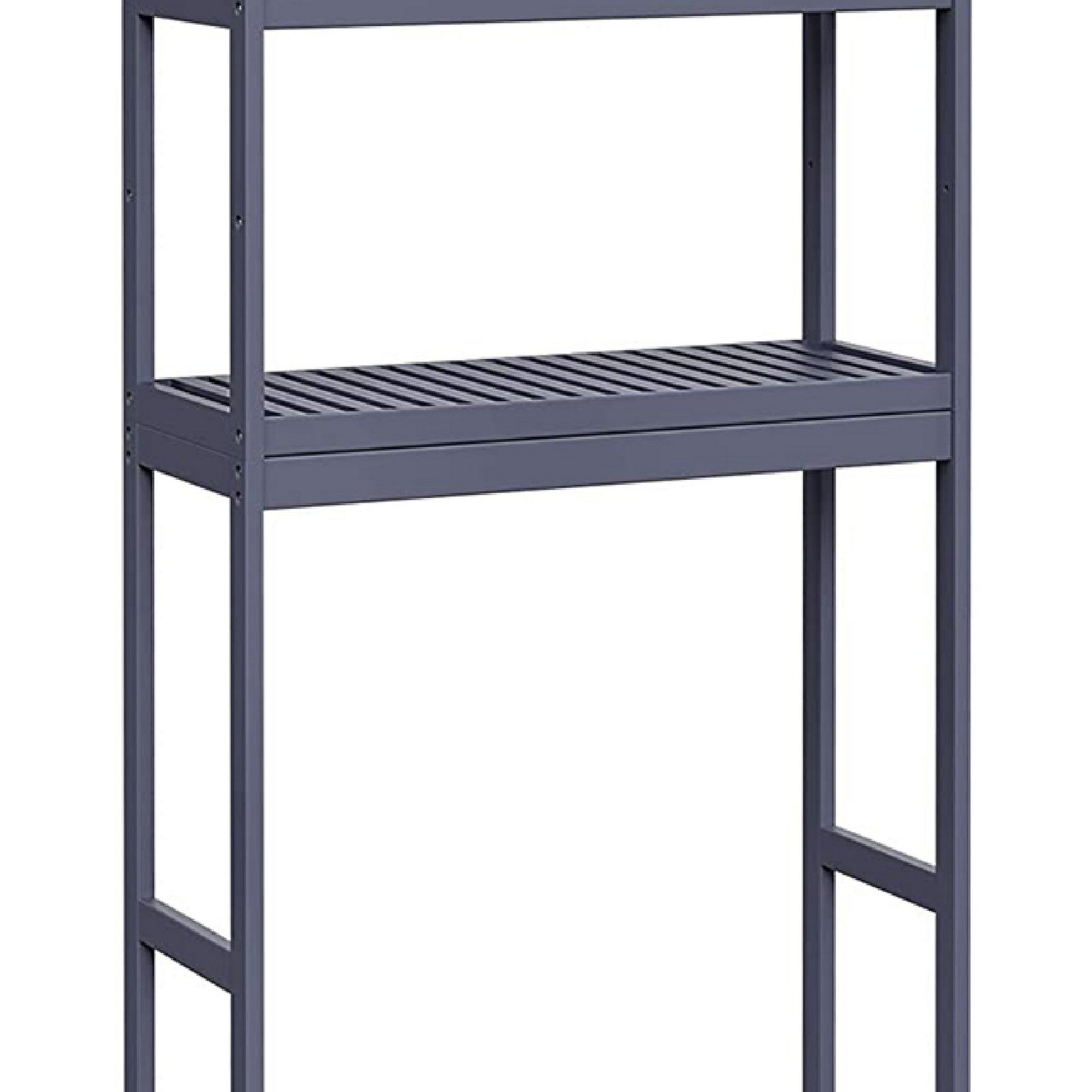 Benzara BM277147 Glenn 64" Gray 3-Tier Bathroom Organizer with Adjustable Bamboo Shelves