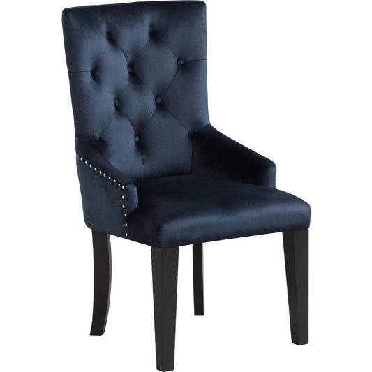 Benzara BM279097 Luna 41" Blue Modern Accent Chair with Tight Back, Button Tufted Velvet