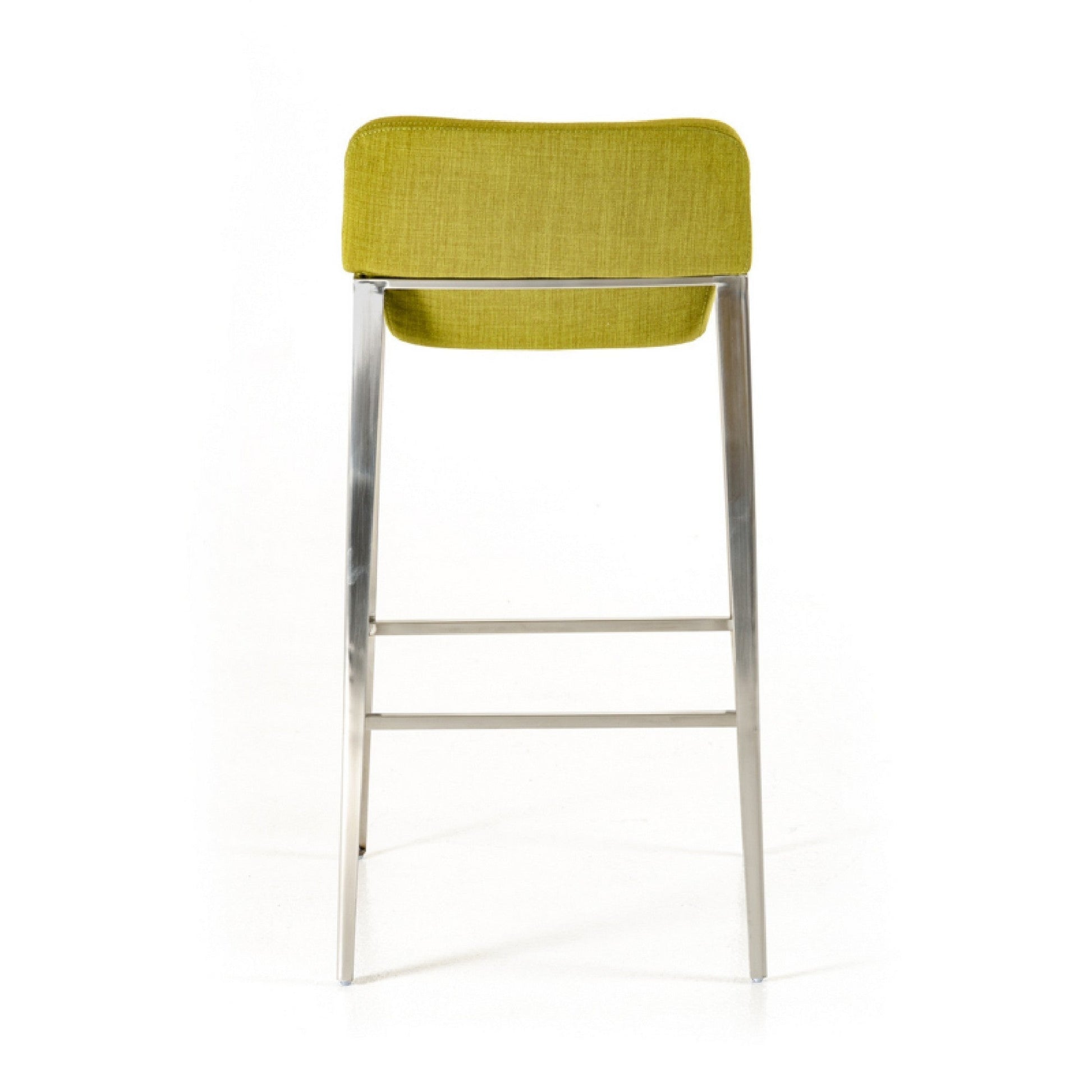 Benzara BM279136 Cid 30" Green Low Back Modern Bar Stool With Metal Legs, Set of 2