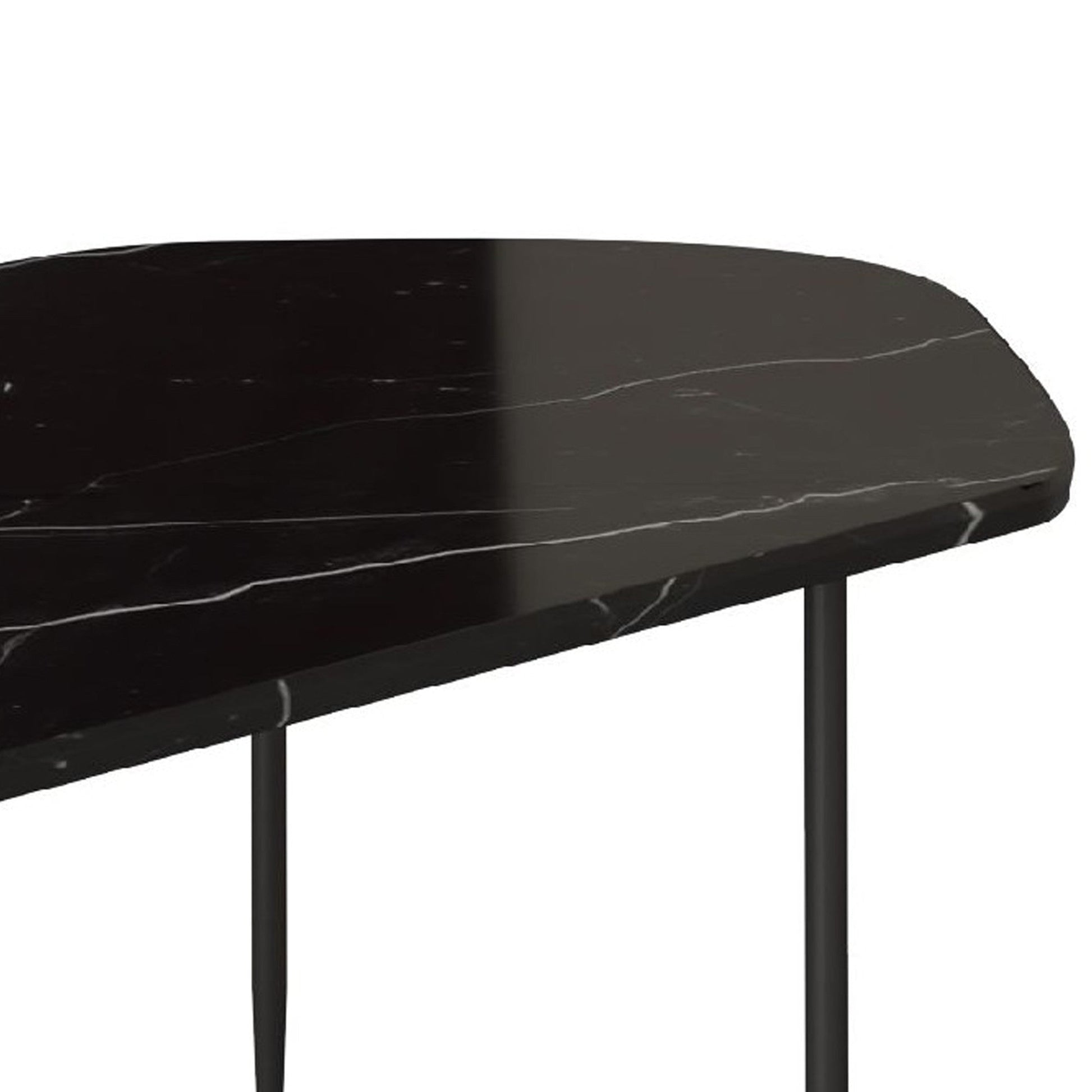 Benzara BM279173 Cid 48" Black Modern Coffee Table with Marble Top and Tall Metal Legs