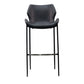 Benzara BM279190 Cid 30" Dark Gray Modern Barstools with Curved Backs and Leather Upholstery, Set of 2