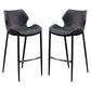 Benzara BM279190 Cid 30" Dark Gray Modern Barstools with Curved Backs and Leather Upholstery, Set of 2