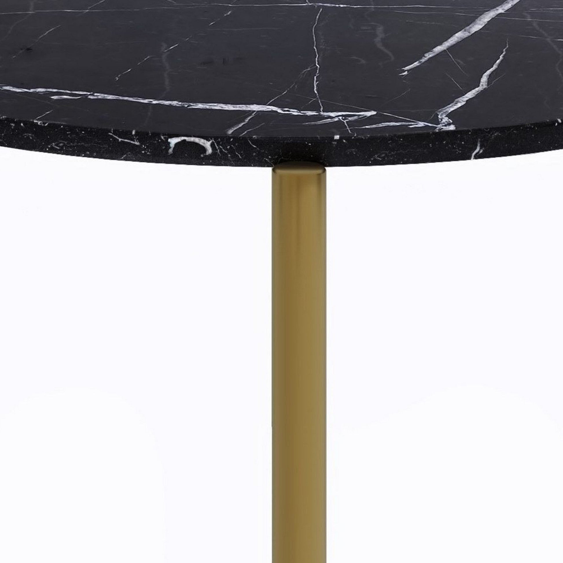 Benzara BM279197 Cid Arlo 36" Modern Coffee Table with Marble Top, Metal Legs in Black and Gold