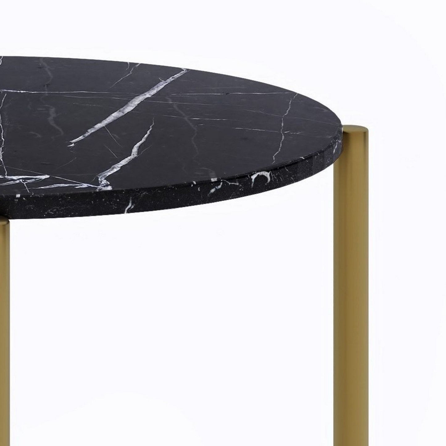 Benzara BM279197 Cid Arlo 36" Modern Coffee Table with Marble Top, Metal Legs in Black and Gold