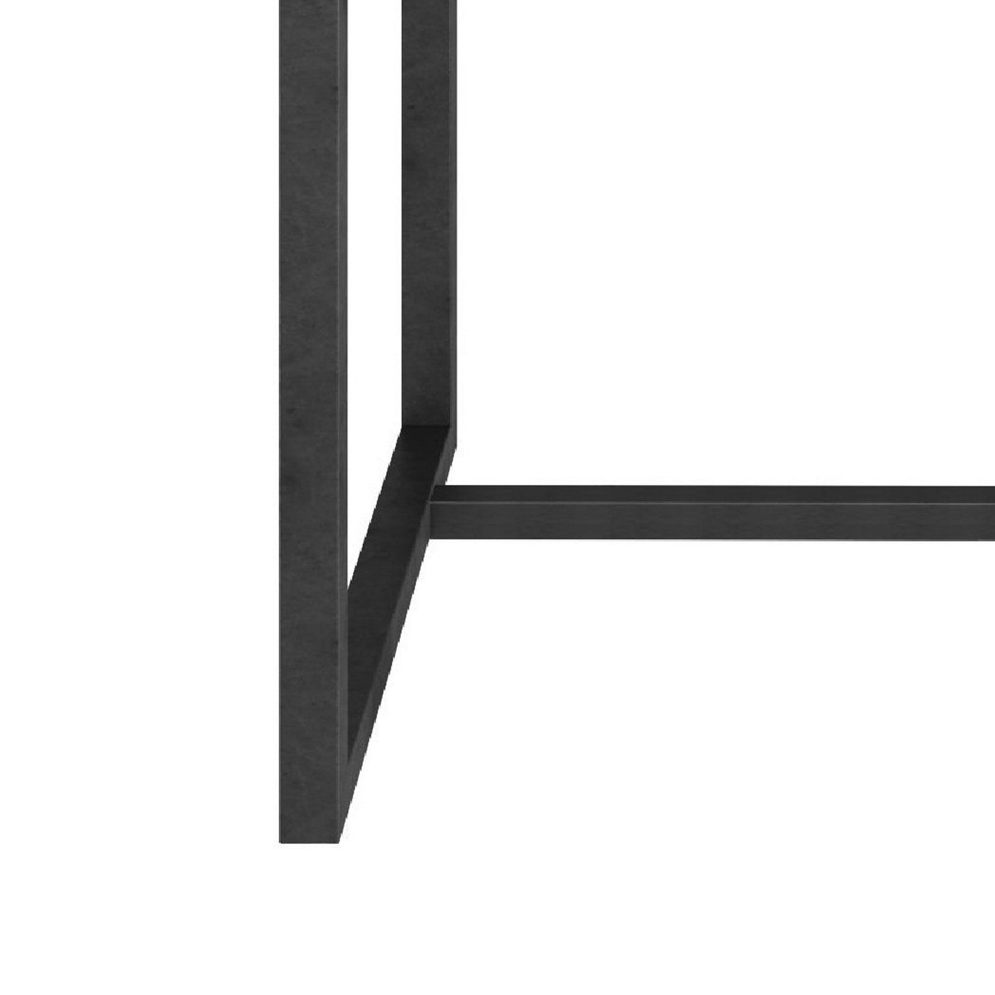 Benzara BM279199 Cid 20" Modern End Table with Marble Top, Metal Base in White and Black