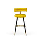 Benzara BM279234 Cid 30" Yellow Fabric Modern Bar Stool With Rolled Back and Footrest