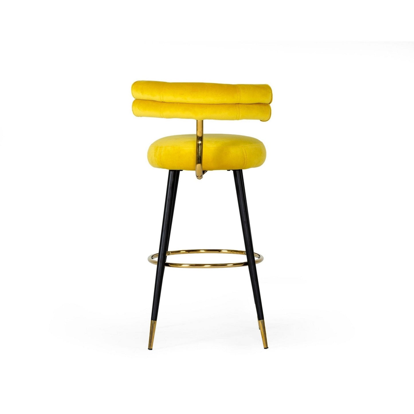 Benzara BM279234 Cid 30" Yellow Fabric Modern Bar Stool With Rolled Back and Footrest