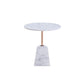 Benzara BM279283 Cid 22" Round Marble Side End Table with White Top and Rose Gold Accent Frame