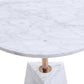 Benzara BM279283 Cid 22" Round Marble Side End Table with White Top and Rose Gold Accent Frame