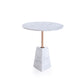 Benzara BM279283 Cid 22" Round Marble Side End Table with White Top and Rose Gold Accent Frame