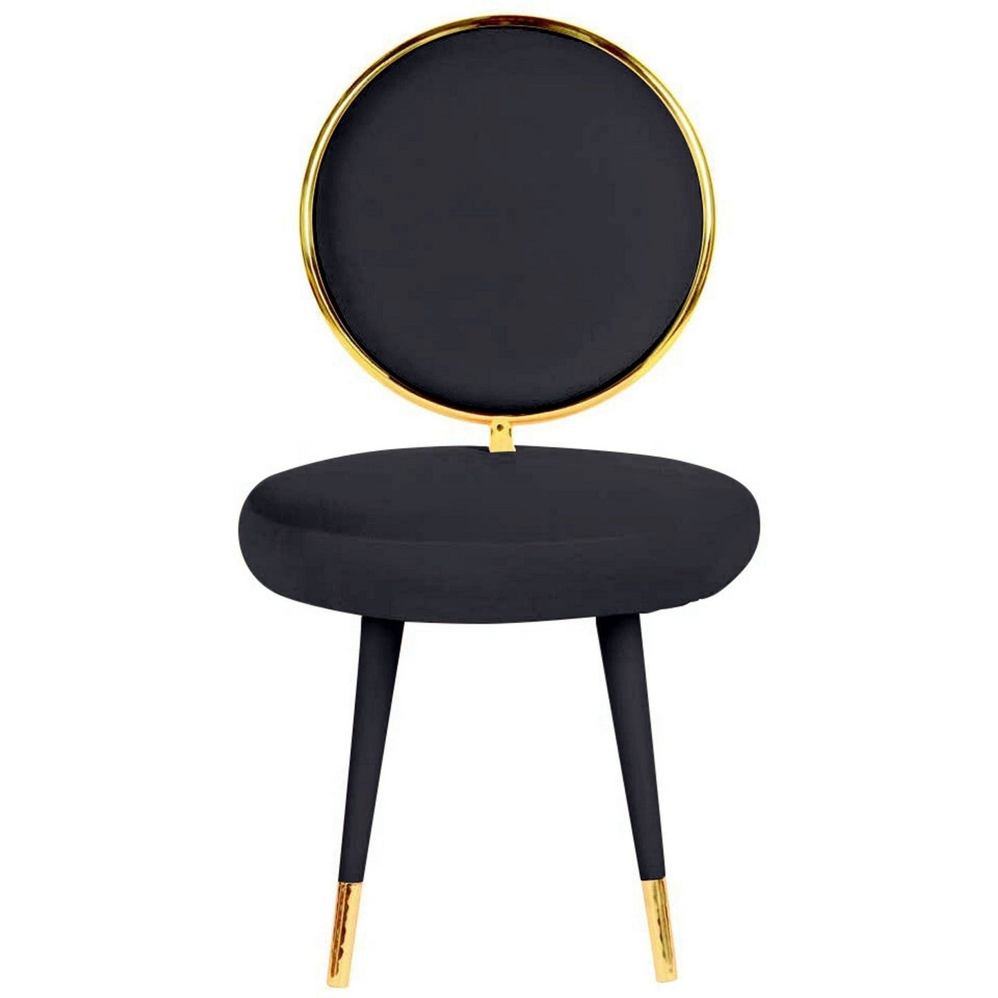 Benzara BM279365 Cid 21" Black Velvet Modern Glam Accent Chairs With Tight Backrest