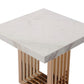 Benzara BM279437 Cid 22" White and Gold Faux Marble Top Modern Metal End Table